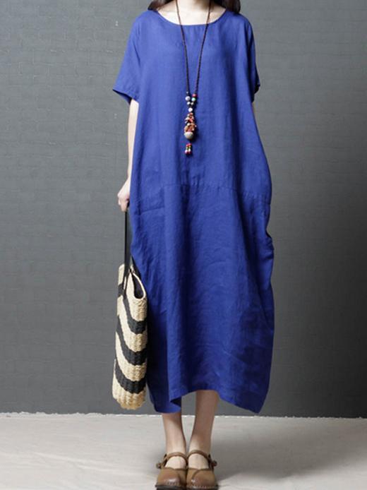 Clean Color Casual Long Dress, Three Colors