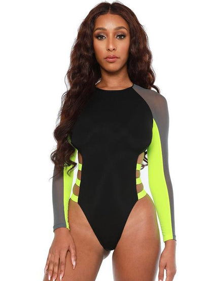 Contrast Backwards One Piece Swimsuit