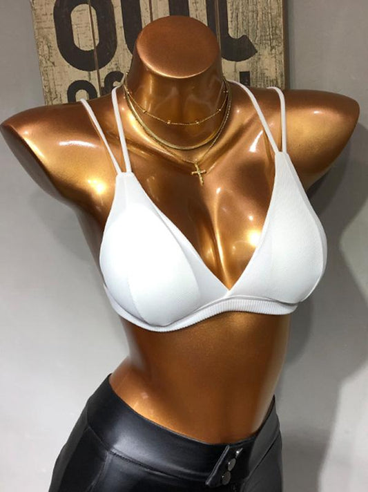 Sexy Solid Wrap Backless Spaghetti-Neck Bra
