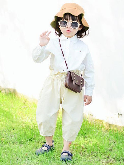 Green&Beige Cotton Kids Harem Pants