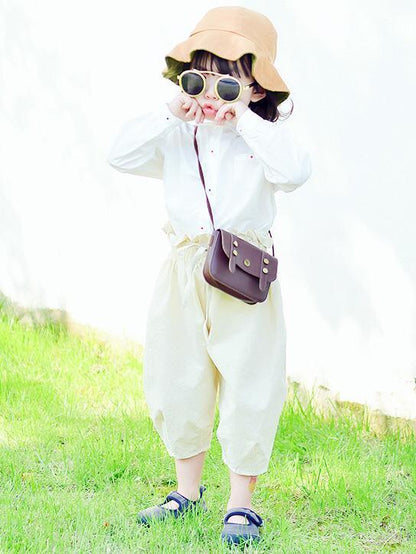 Green&Beige Cotton Kids Harem Pants