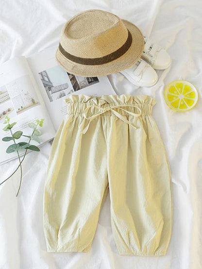 Green&Beige Cotton Kids Harem Pants
