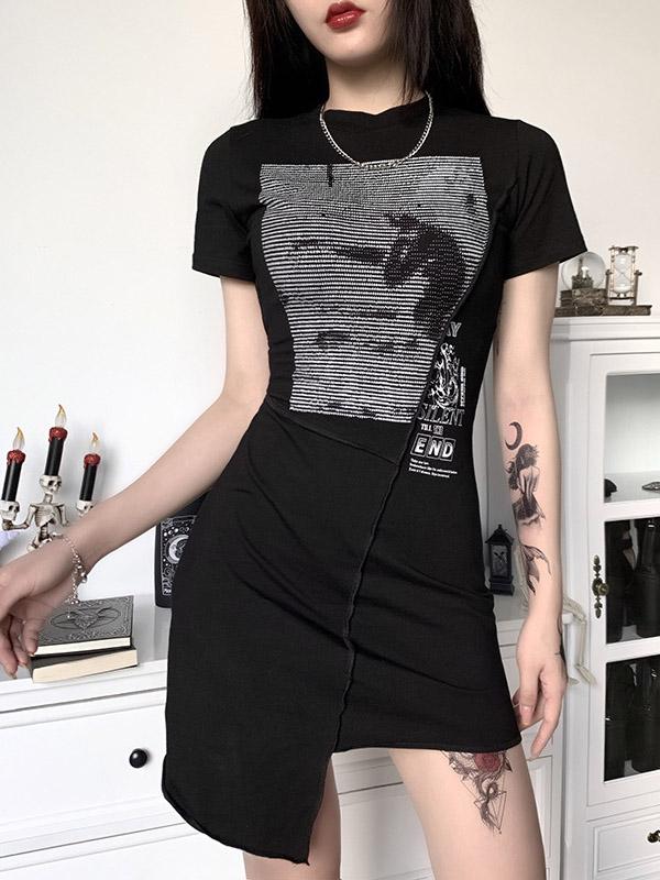 Printed Cropped Half Sleeves Mini Dresses