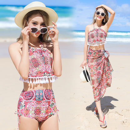 National style swimsuit belly slimming bikini three-piece swimsuit