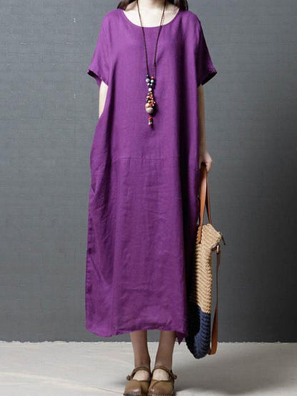 Clean Color Casual Long Dress, Three Colors