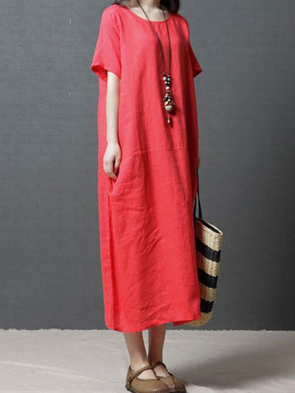 Clean Color Casual Long Dress, Three Colors