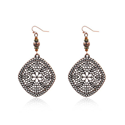Diamond shaped pine stone vintage ethnic earrings