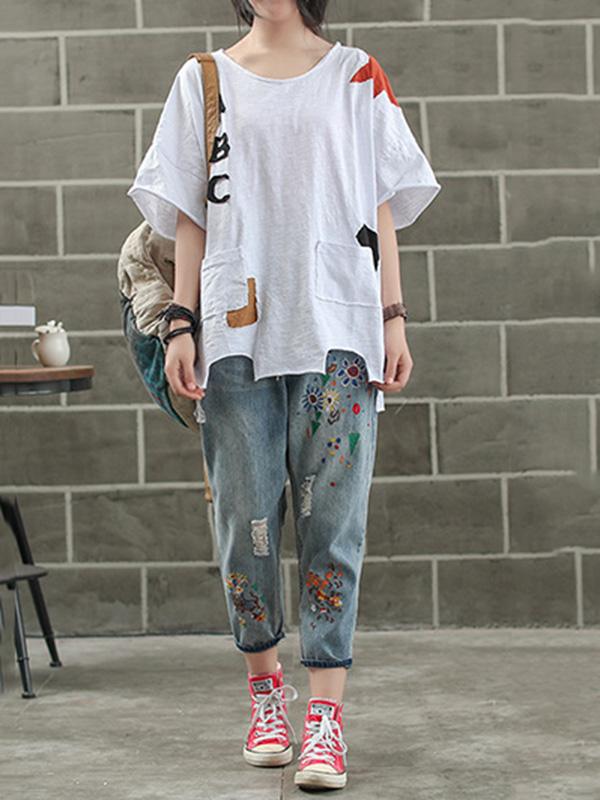 Casual Vintage Cropped T-shirt