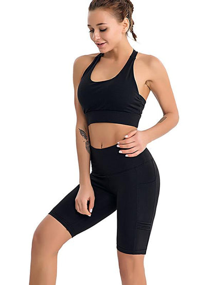 High Waist Solid Fitness Stretch Yoga Sport Shorts