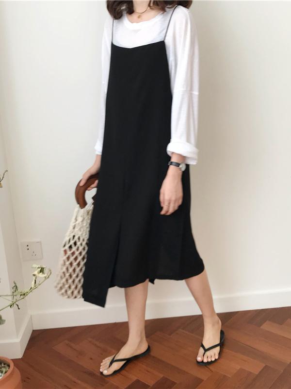 Cropped Split-front Simple Midi Dresses