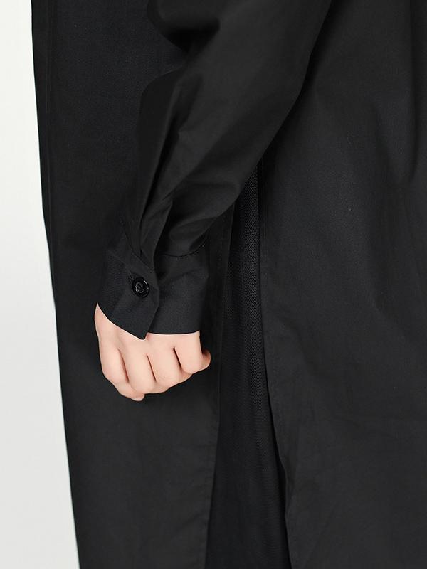 Cropped Split-joint Split-front Lapel Long Blouse