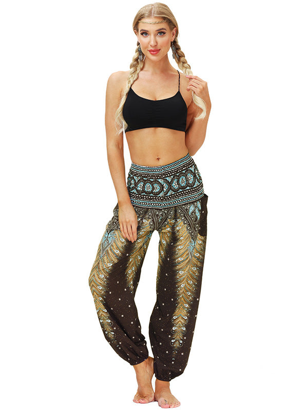 Bohemia Printed Elastic High Waisted Knickerbockers& Yoga Pants