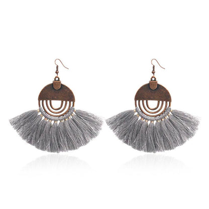 Fan earrings female creative tassel pendant earrings bohemian