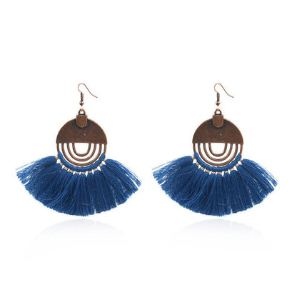 Fan earrings female creative tassel pendant earrings bohemian