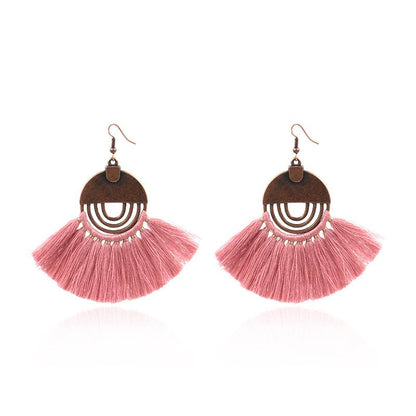Fan earrings female creative tassel pendant earrings bohemian