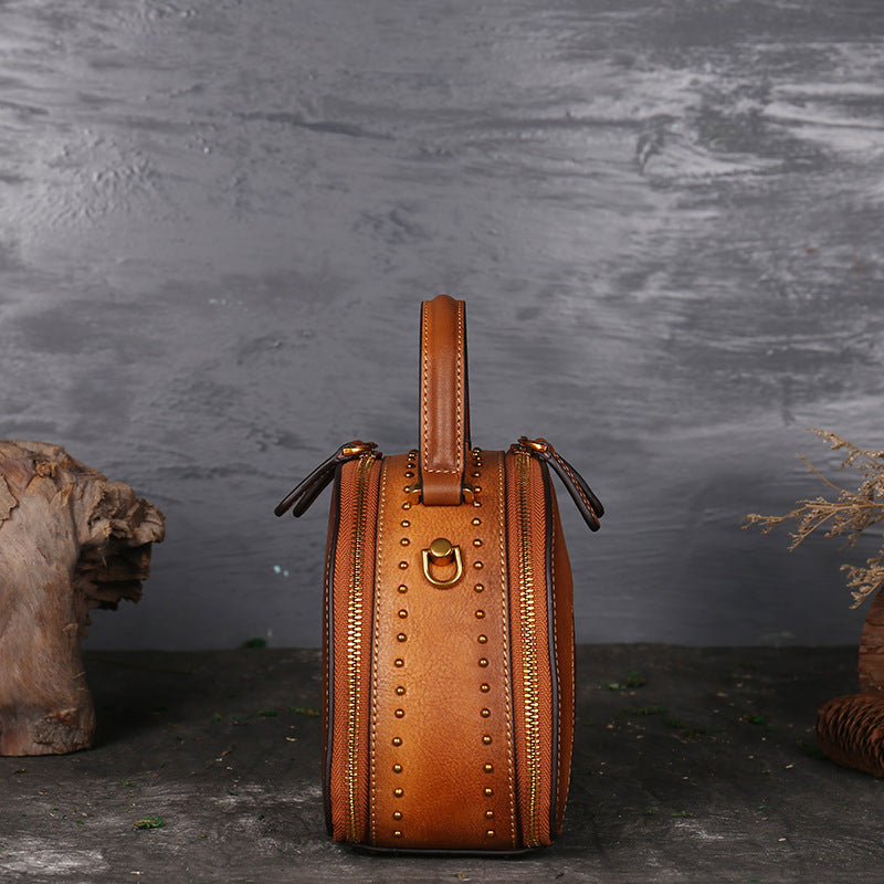 WOMEN GENUINE LEATHER VINTAGE TOTEM DESIGNER HANDBAG SHOULDER BAG