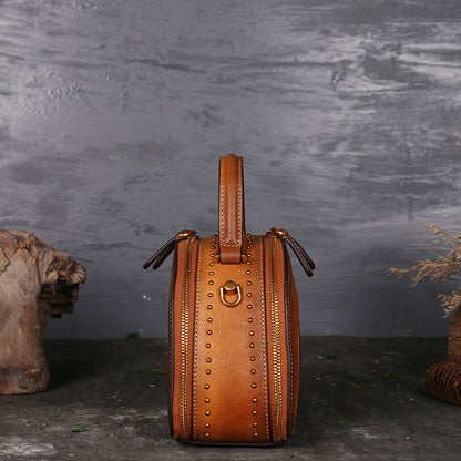 WOMEN GENUINE LEATHER VINTAGE TOTEM DESIGNER HANDBAG SHOULDER BAG