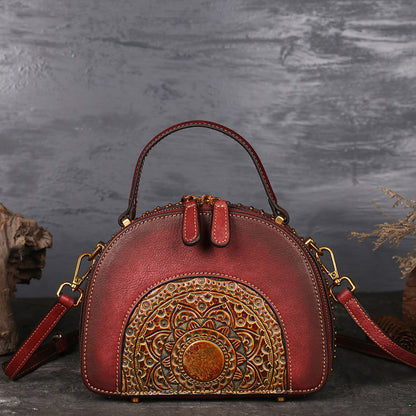 WOMEN GENUINE LEATHER VINTAGE TOTEM DESIGNER HANDBAG SHOULDER BAG