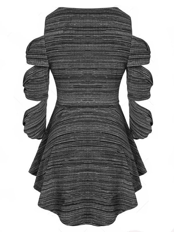 Vintage Solid Round-Neck Mini Dresses