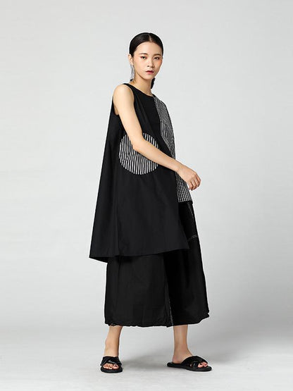 Original Asymmetric Designed Striped Blouse in Loosen Style