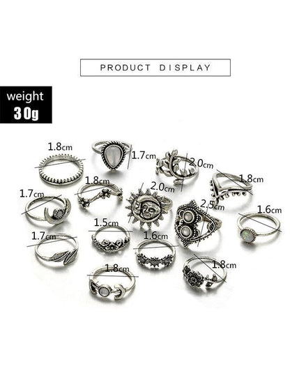 Vintage 14PCS Multi Shape Rings Accessories