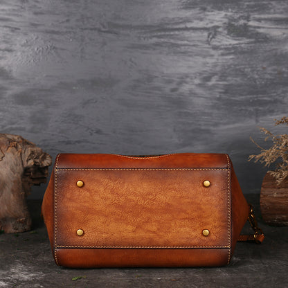 Women Genuine Leather Vintage Totem Designer Handbag Shoulder Bag