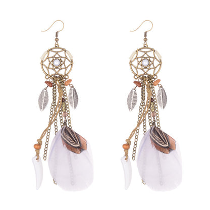 Bohemian fashion dream catcher earrings