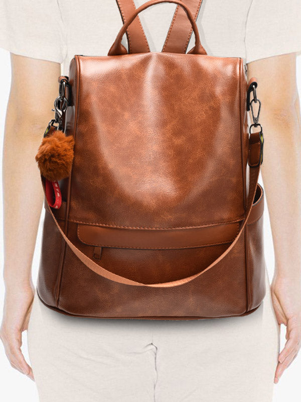Original Solid Color PU Backpack