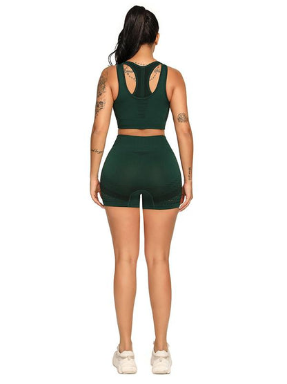 Wrap Back Hollow Bra&Shorts Quick Dry Yoga Suits