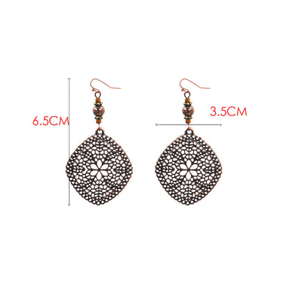Rhombic pine alloy earring