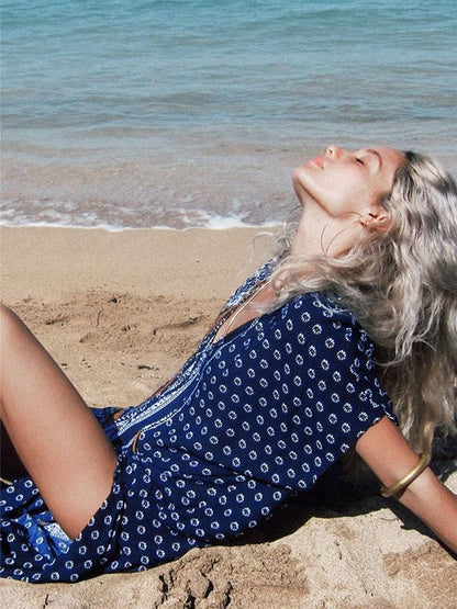 Floral V-neck Cover-ups  Beach Maxi Dress