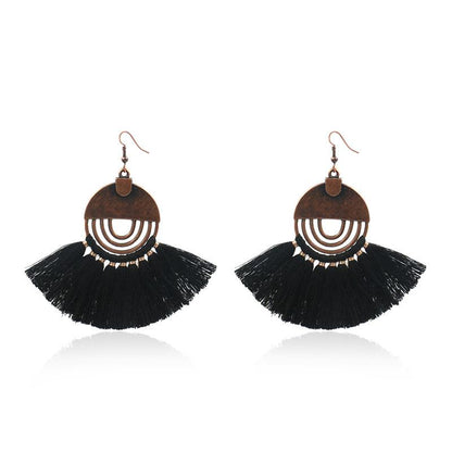 Fan earrings female creative tassel pendant earrings bohemian
