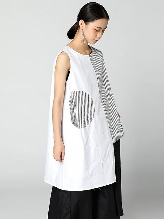Original Asymmetric Designed Striped Blouse in Loosen Style