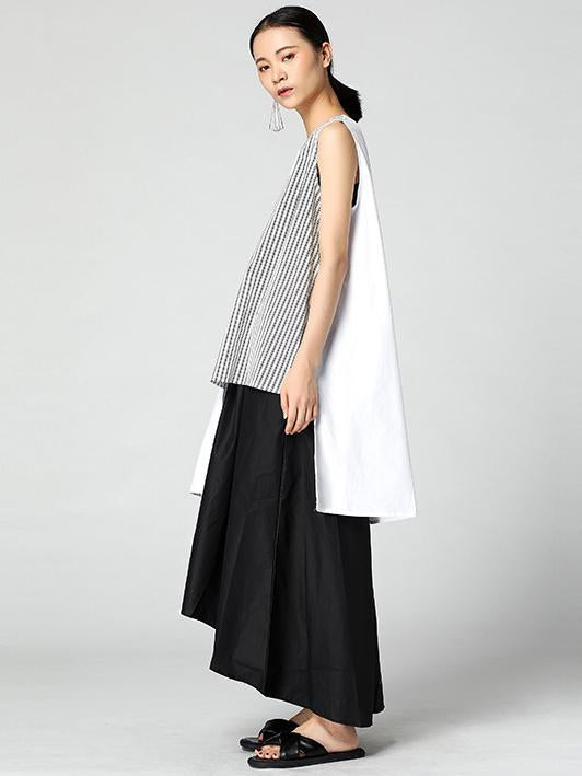 Original Asymmetric Designed Striped Blouse in Loosen Style