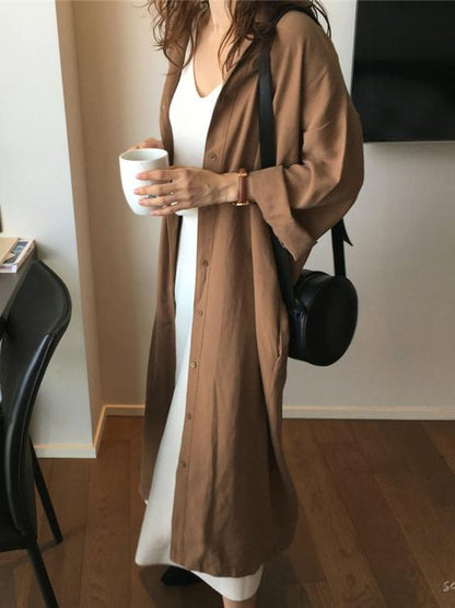 LOOSE SOFT LAPEL LONG COVER-UP