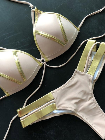 Scrunch Lace-up Split-joint Bikini Set
