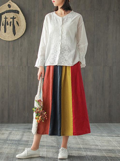 Split-joint Rainbow Loose Skirt Bottom