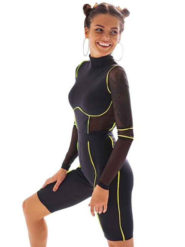 Sexy Mesh Split Joint Sports Romper
