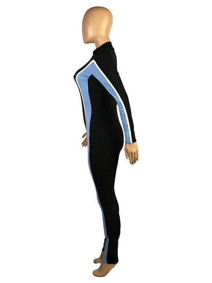 Fashion Casual Color-Block Sports Jumpsuits