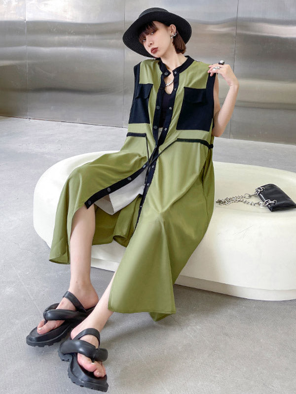 Original Sleeveless Drawstring H-Line Midi Dress