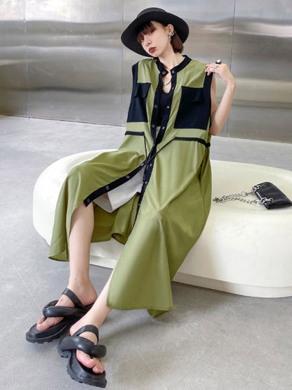 Original Sleeveless Drawstring H-Line Midi Dress