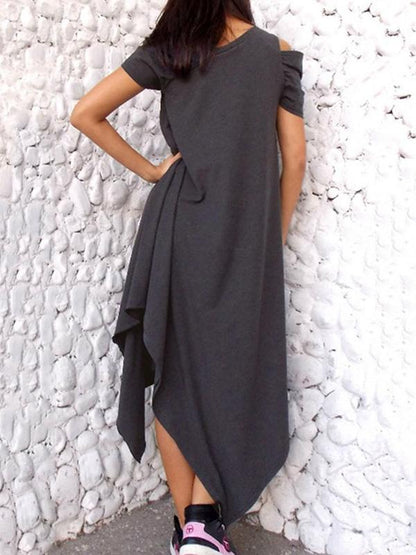 Casual Solid Cropped Midi Dresses