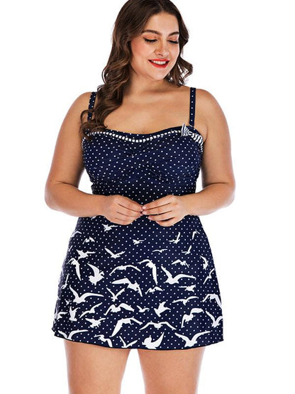 Plus SIze Polka Dot Tankini Swimsuit
