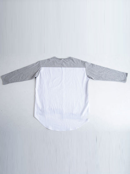 Casual Loose Color Matching Buttoned Split-Joint Split-Side High-Low Round-Neck Long Sleeves Sweatshirt