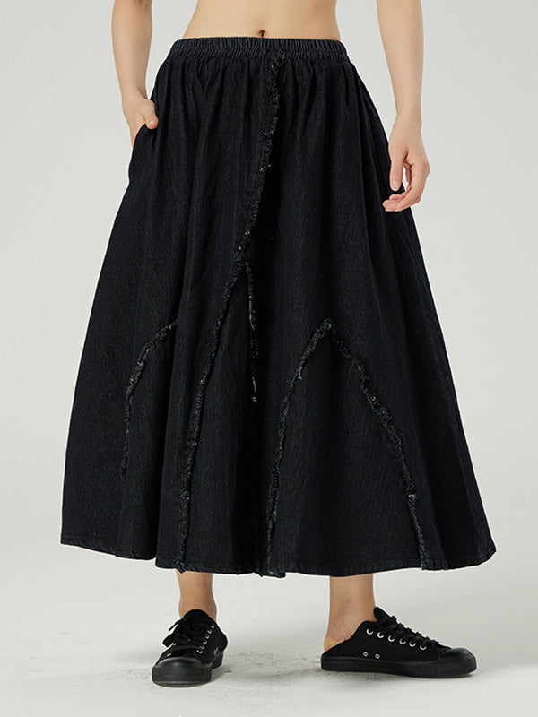 Simple Elasticity Waist Wide Leg Loose Pants
