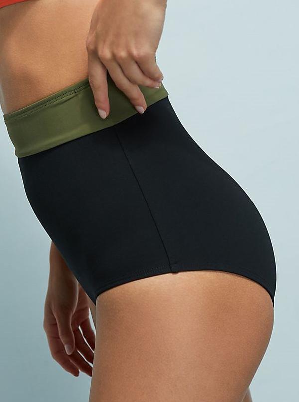 Sexy Strapless Clashing Colors Split Bikini Swimsuit