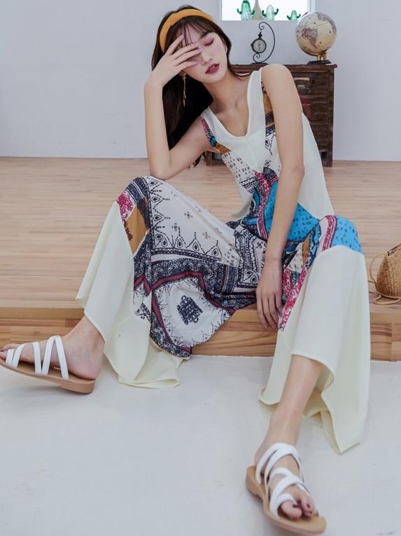 Comfortable Colorful Printed Beach Jumpsuit