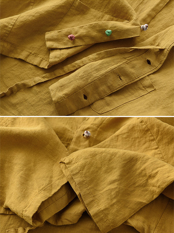Casual V-Neck Linen Batwing Sleeves Outerwear