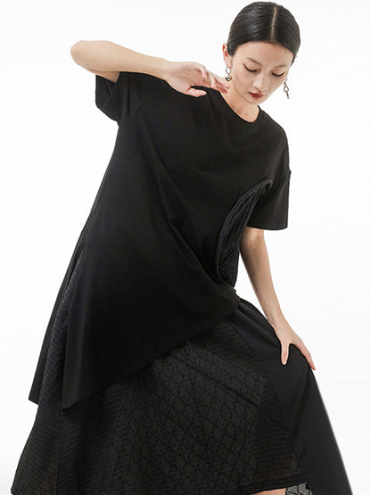 Original Irregular Solid Color Split-Joint T-Shirt Top