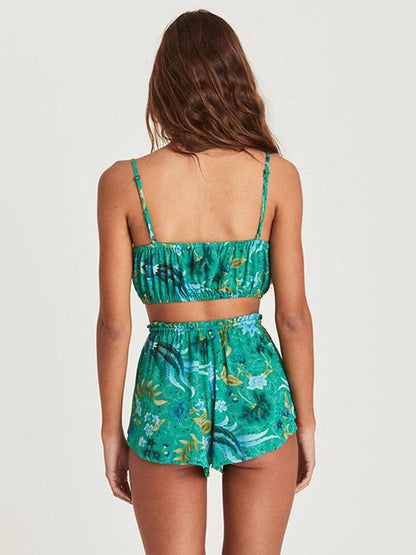 Sexy Spaghetti-Neck Printing Beach Dress Bikini Swimsuit